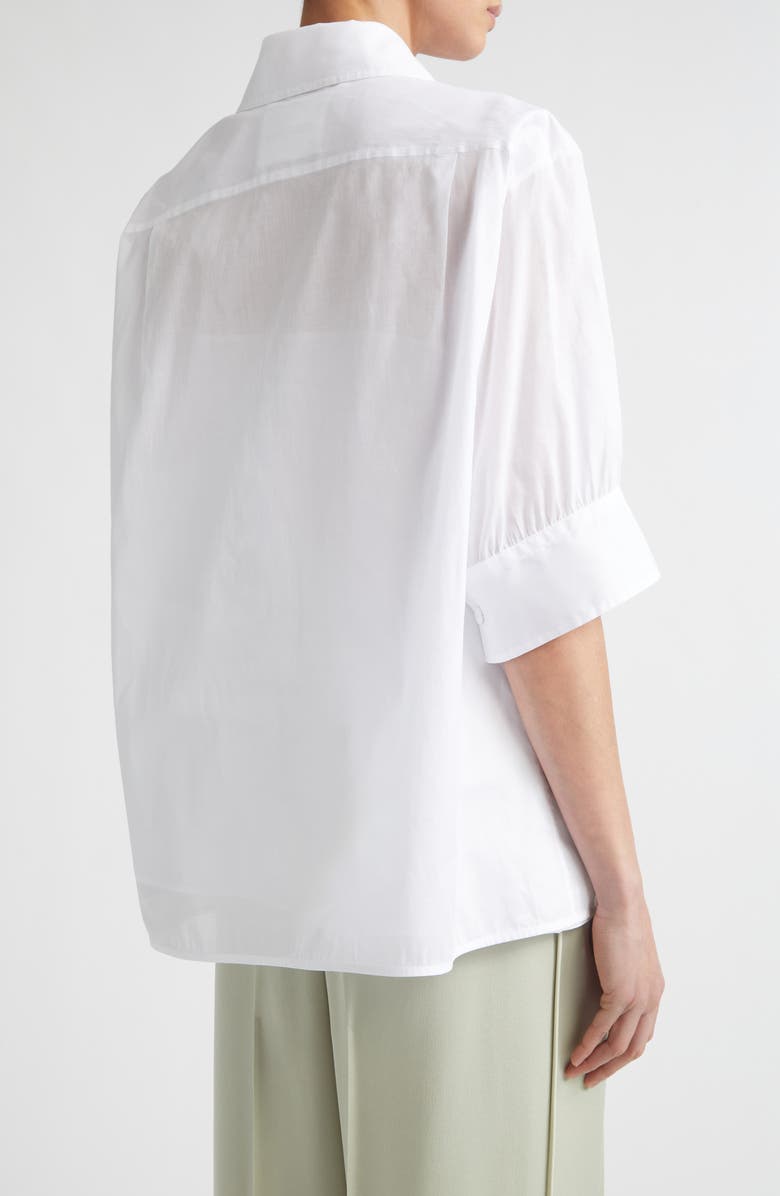Jil Sander Boxy Puff Sleeve Cotton Poplin Button-Up Shirt, Alternate, color, Optic White