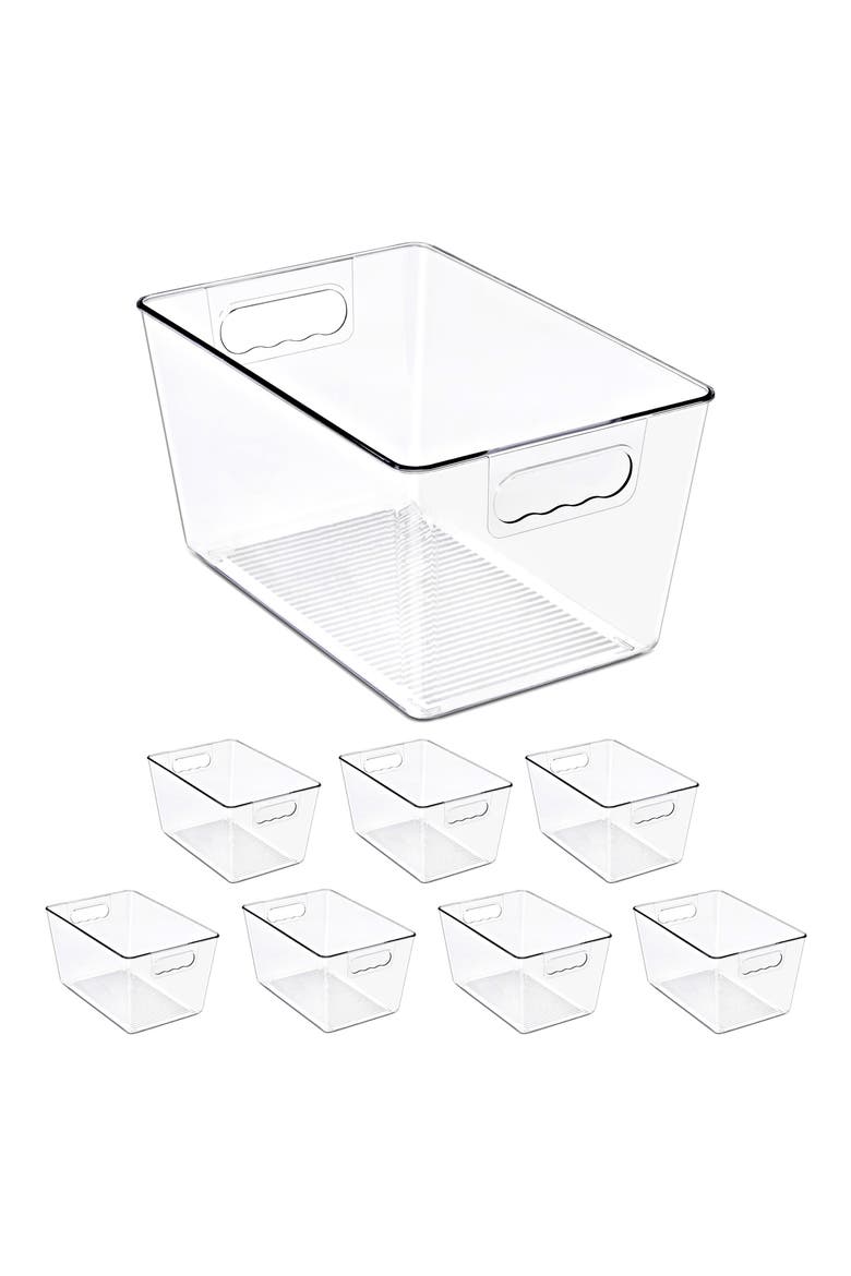 8-Pack Large Clear Storage Bins, Main, color, NO COLOR