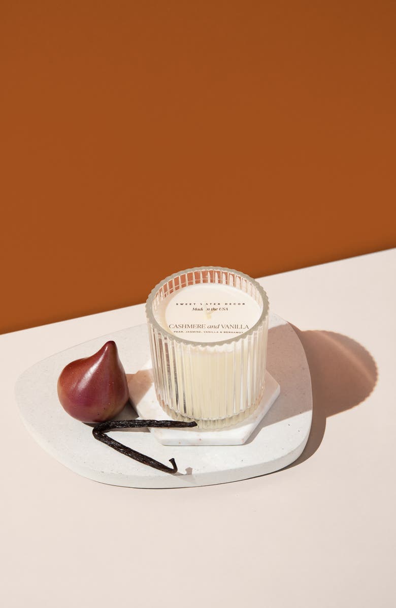 SWEET WATER DECOR Cashmere Vanilla Set of 2 Ribbed Candles, Alternate, color,