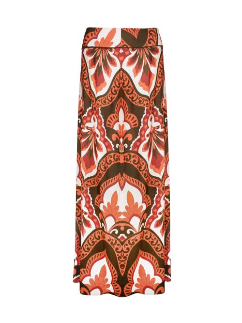 Ro&zo Womens Round-neck Tile-print Woven Maxi Dress Brown In Brown