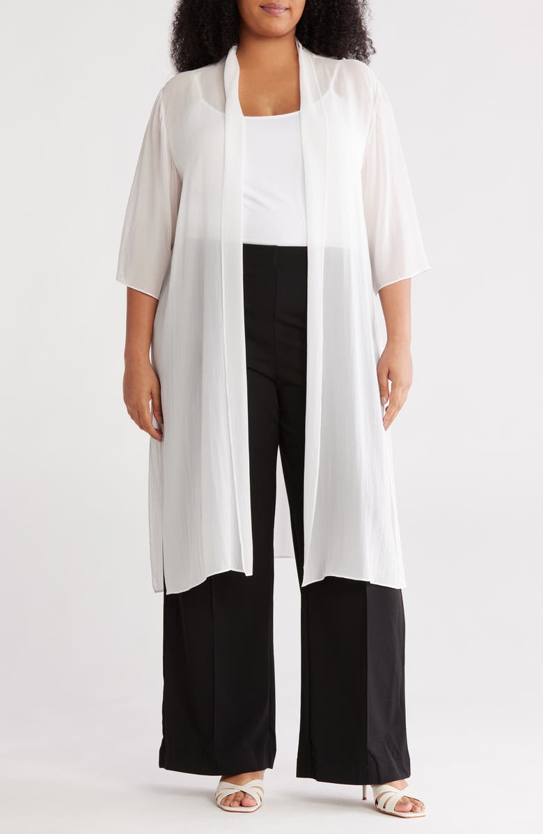 Eileen Fisher Sheer Silk Georgette Wrap, Main, color, Ivory