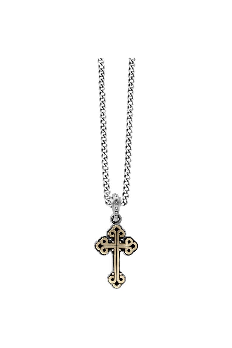 Small Gold Tone Alloy Traditional Cross in Silver Frame Pendant, Main, color, Silver