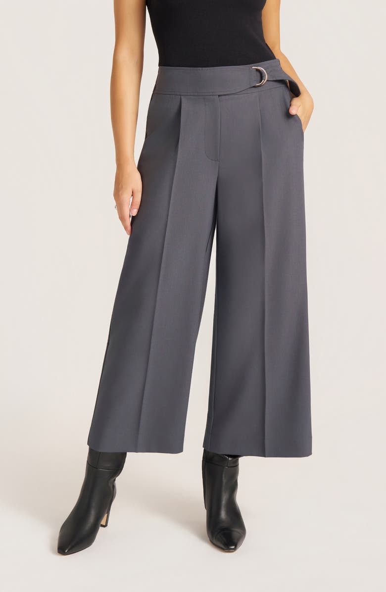 matty m. Hawthorn Pleated Crop Wide Leg Pants, Main, color, Storm