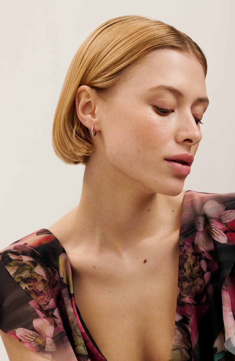 Ted Baker Heplie Pavé Hoop Earrings, Alternate, color, Silver Tone/ Clear Crystal