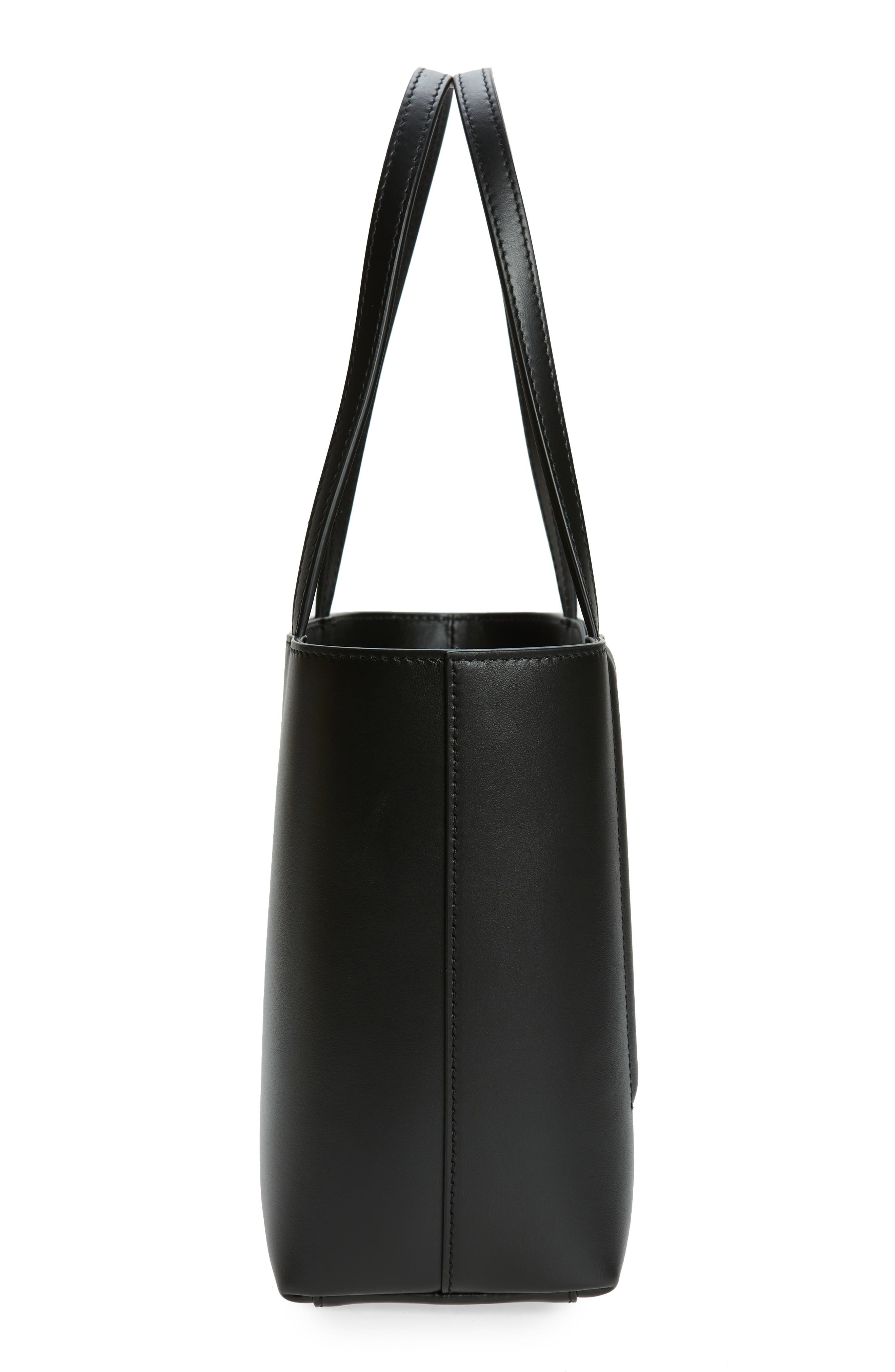 Dolce&Gabbana Small DG Logo Leather Tote, Alternate, color, Black