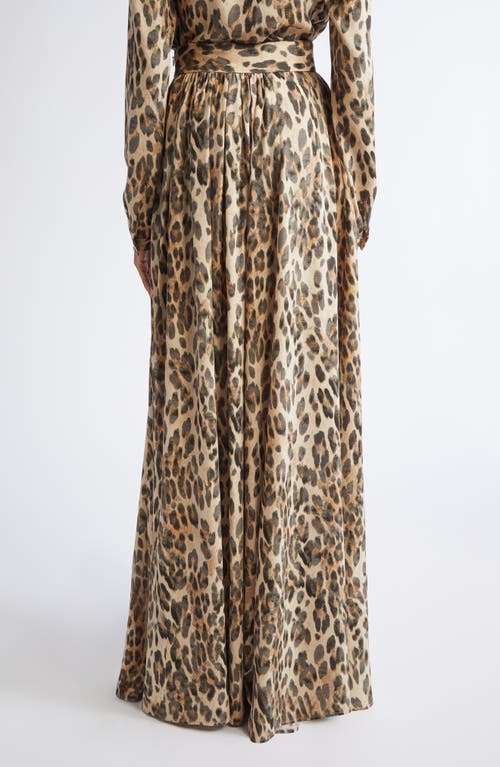 St John St. John Leopard Print Silk Georgette Skirt In Animal Print