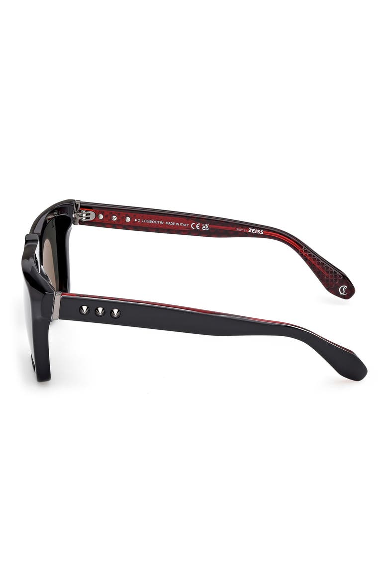 56mm Square Sunglasses, Alternate, color, BLACK / GUNMETAL / ZEISS SMOKE