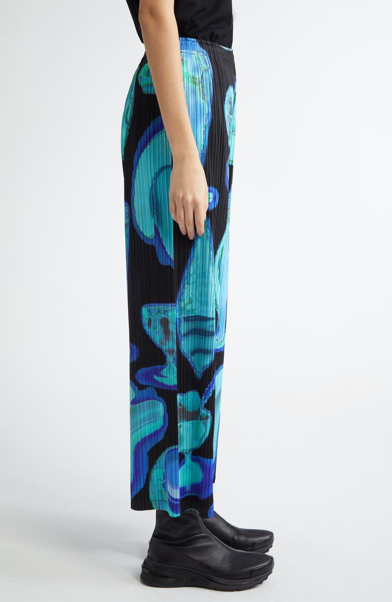 Pleats Please Issey Miyake Thermal Floods Print Pleated Pants, Alternate, color, Black