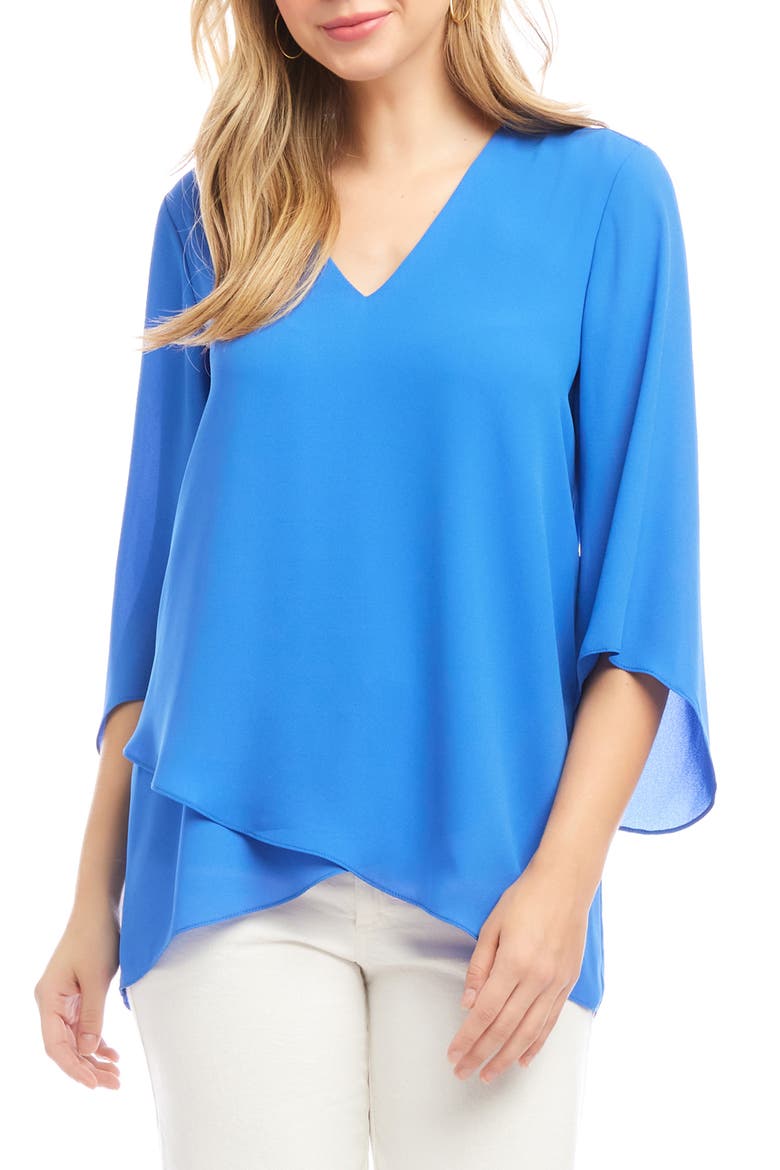 Asymmetrical Crepe Top, Main, color, CORNFLOWER BLUE