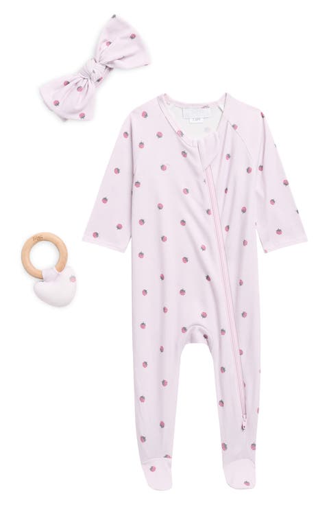 Lady Bug Polka Dot Footie, Headband & Teether Set (Baby)