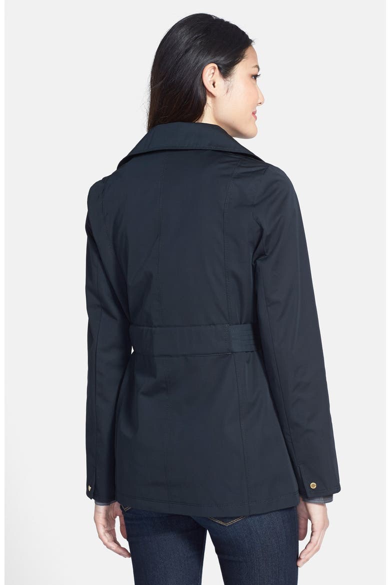 Belted Mini Trench Coat with Detachable Hood, Alternate, color, BLACK