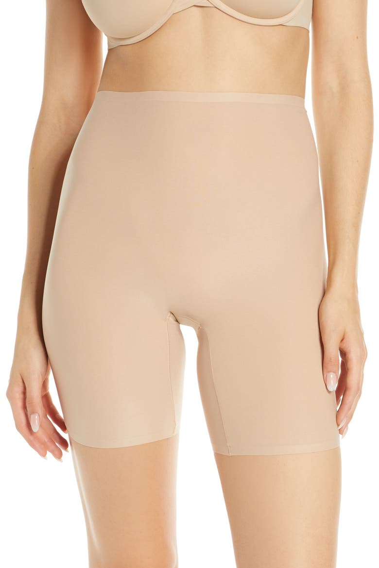 Soft Stretch Seamless High Waist Mid-Thigh Shorts, Main, color, ULTRA NUDE