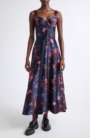 Erdem Floral Duchesse Satin Corset Dress
