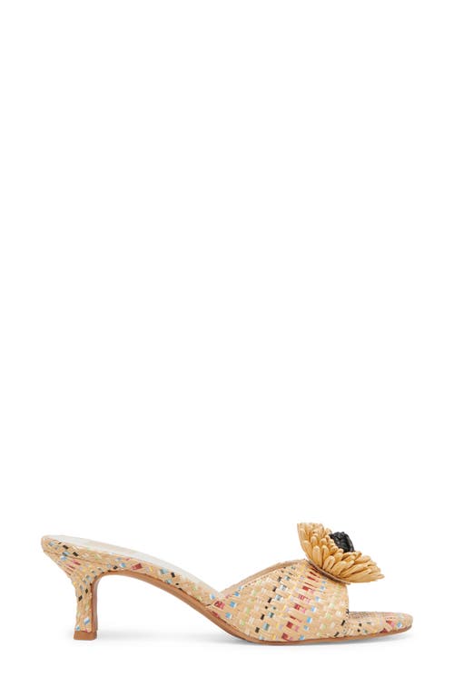 Dolce Vita Lourde Floral Kitten Heel Sandal In Pastel Multi Raffia