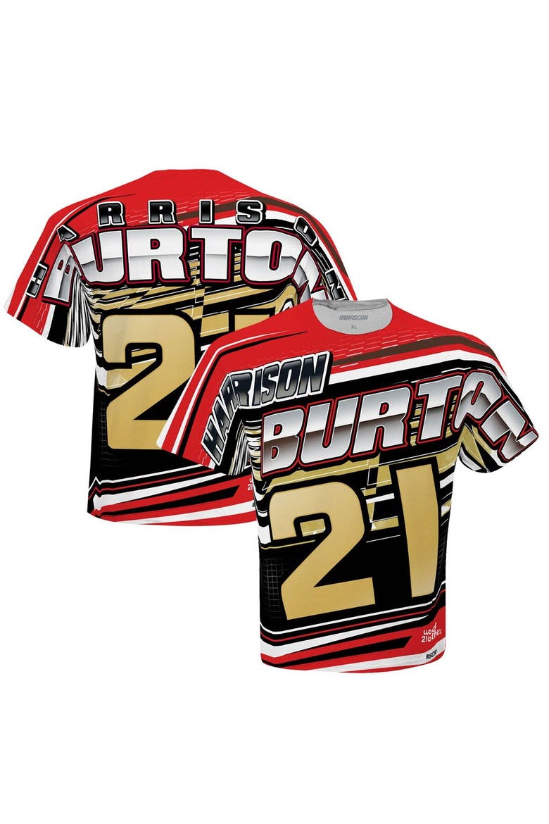 Men's Checkered Flag White Harrison Burton Sublimated Speedster T-Shirt, Main, color, White