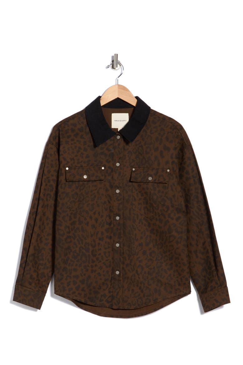 Leopard Print Cotton Jacket, Alternate, color, LEOPARD