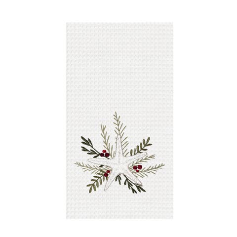 Coastal Tidings Starfish Botanical Christmas Towel