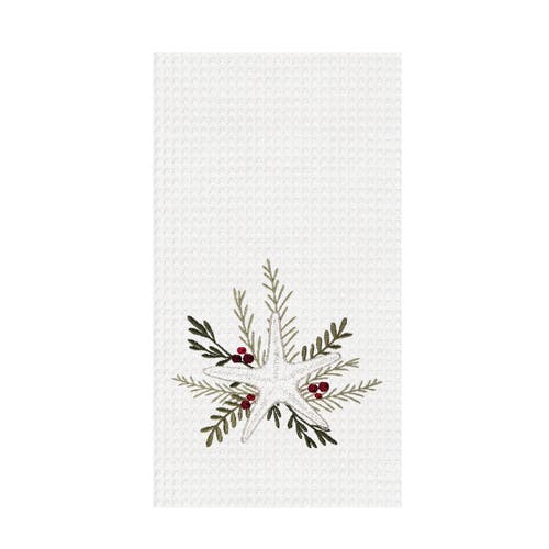 C & F Home C&f Home Coastal Tidings Starfish Botanical Christmas Towel In White