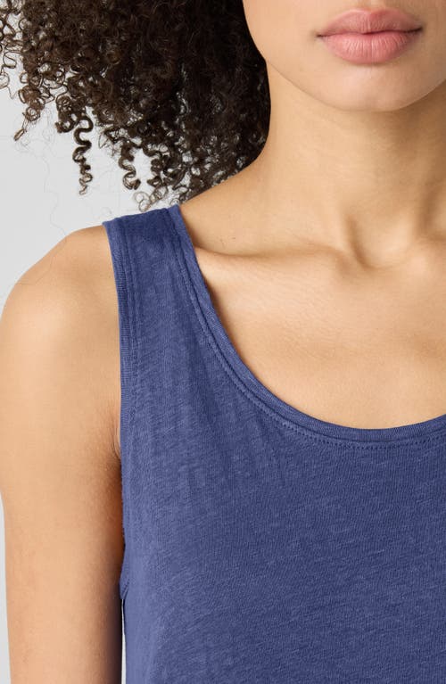 Eileen Fisher Scoop Neck Slim Fit Silk Tank Top In Bluette