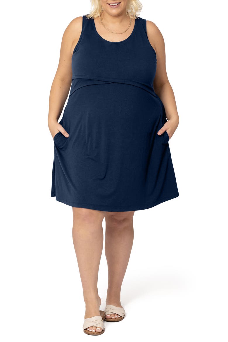 Penelope Crossover Nursing Dress, Main, color, NAVY BLUE