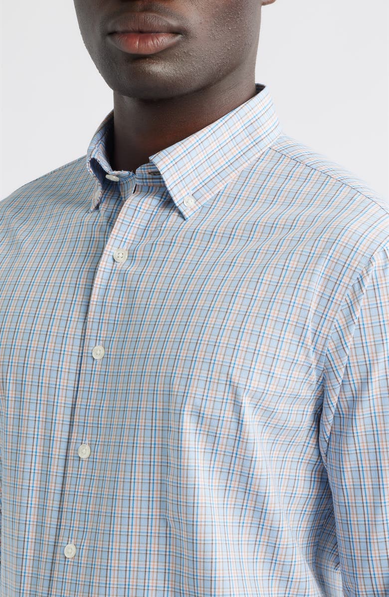 johnnie-O Cayden Shadow Check Performance Button-Down Shirt, Alternate, color, Maliblu