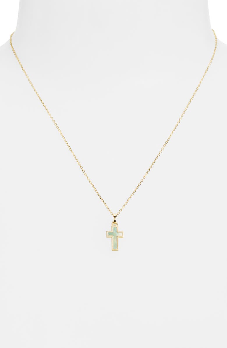 Argento Vivo Sterling Silver Mother-of-Pearl Cross Pendant Necklace, Alternate, color,