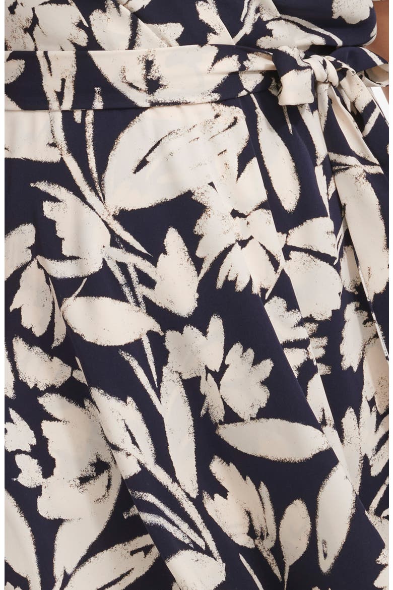 Double Flutter Sleeve Faux Wrap Dress, Alternate, color, SPRING NAVY