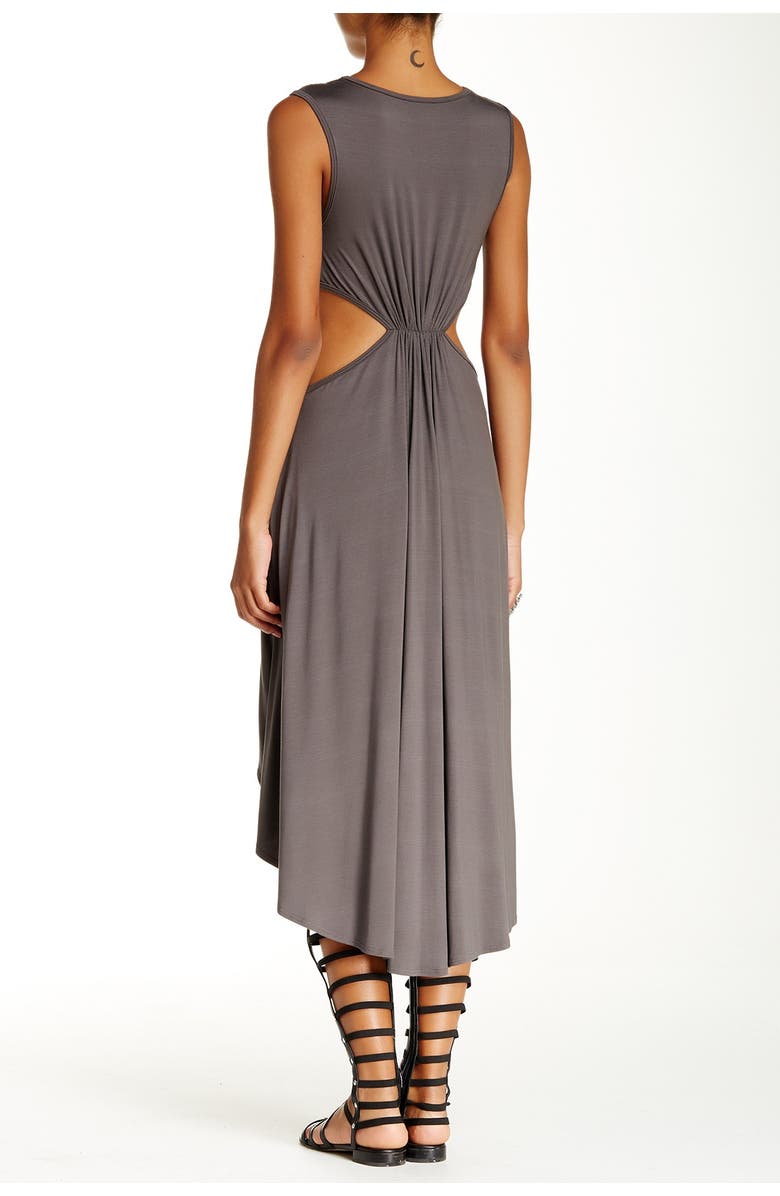 GO COUTURE Side Cutout High/Low Dress, Alternate, color, Silver