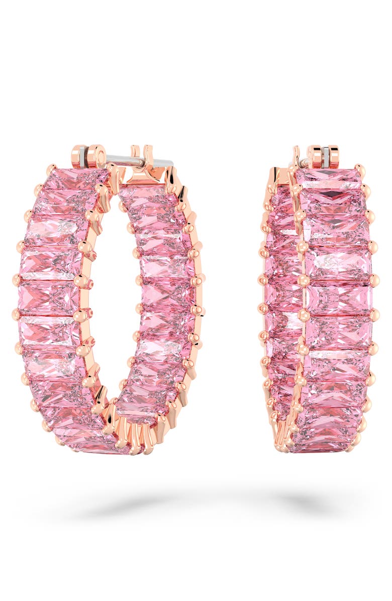 Swarovski Matrix Hoop Earrings, Main, color, Pink