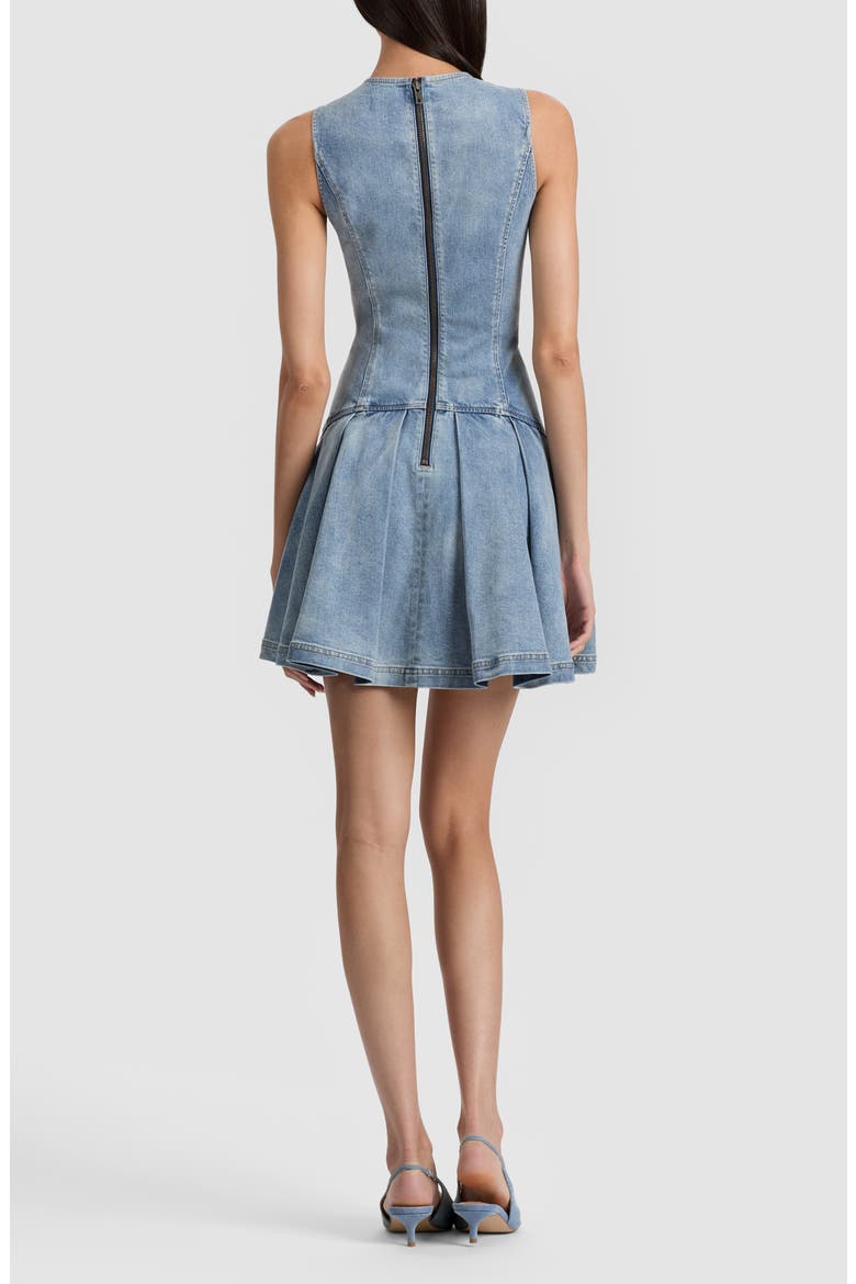 Adley Pleated Drop Waist Denim Minidress, Alternate, color, ANABELL BLUE