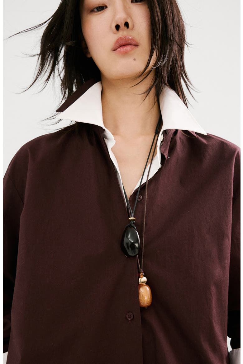 Combined Double Pendant Necklace, Alternate, color, BROWN