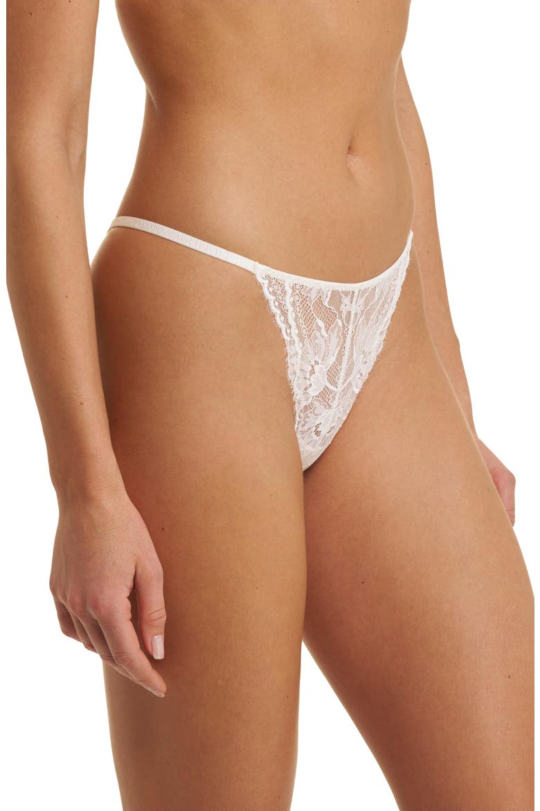 Fleur Lace Thong, Alternate, color, Frosted Pearl
