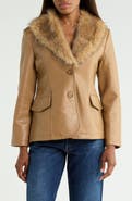 MOTHER The Hot Under the Collar Faux Leather Jacket with Faux Fur Trim