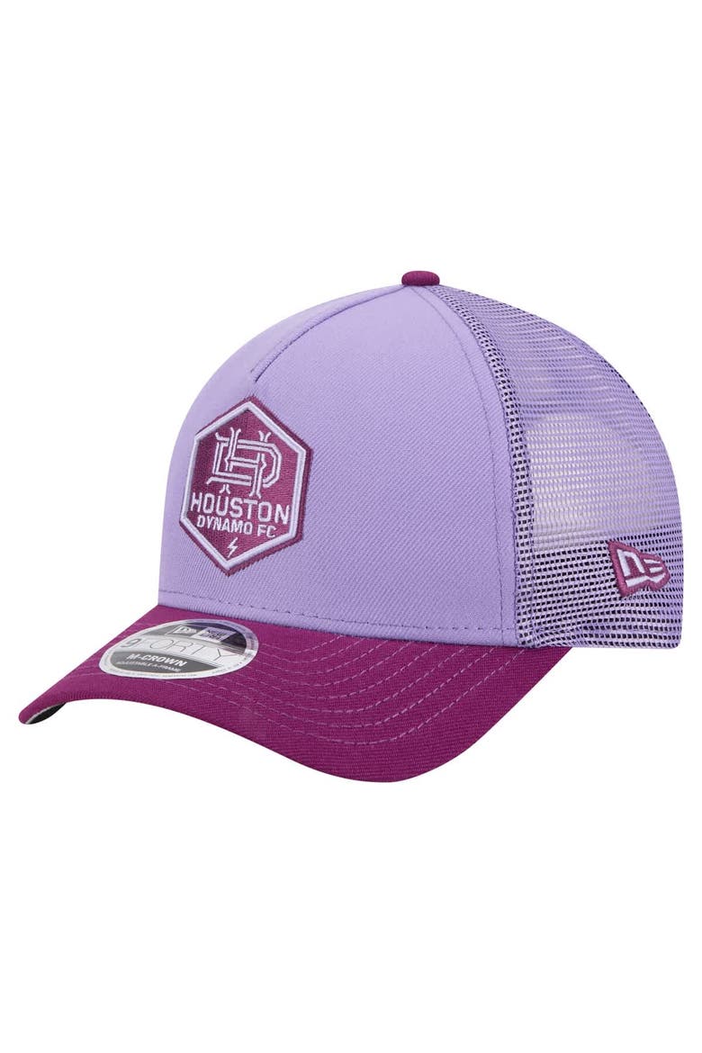 Men's New Era Purple Houston Dynamo FC Color Pack 9FORTY A-Frame Adjustable Trucker Hat, Main, color, Purple
