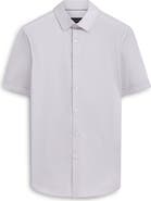 Bugatchi Miles OoohCotton® Pinstripe Short Sleeve Button-Up Shirt