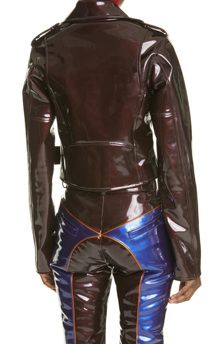 LaQuan Smith PVC Biker Jacket, Alternate, color,