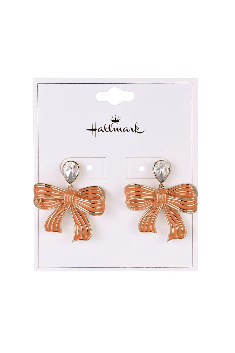 Orange Bow Earrings, Alternate, color, Orange