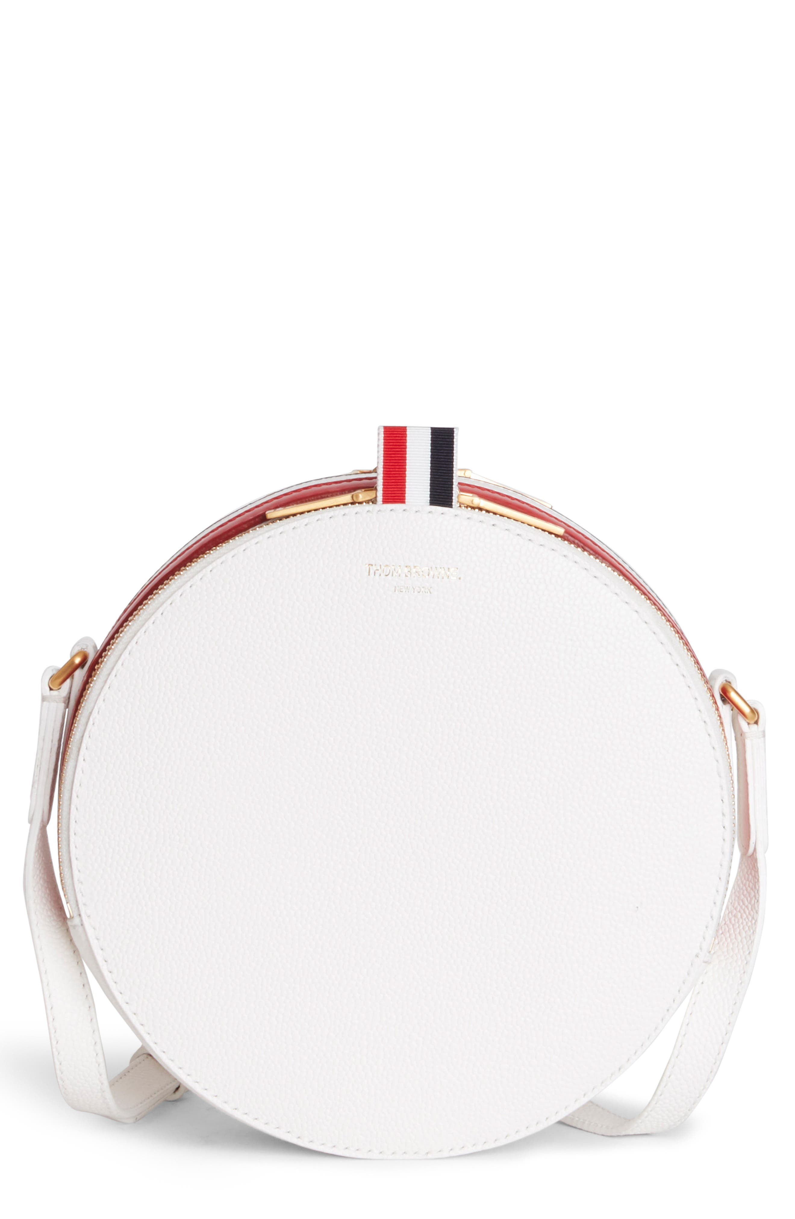 Hat Box Jr. Leather Crossbody Bag, Main, color, WHITE