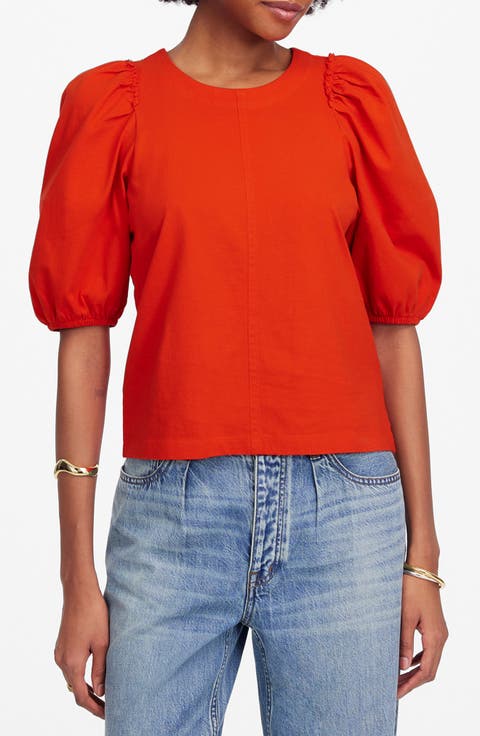 Puff Sleeve Cotton T-Shirt