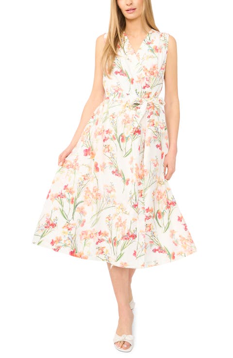 Aubree Floral Wrap Front Midi Dress