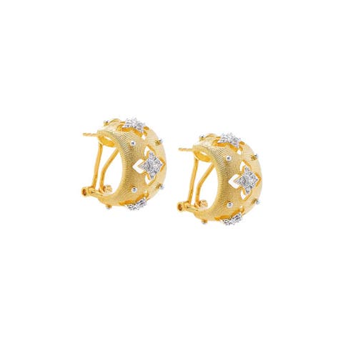 Two Tone Clover Hoop Earring