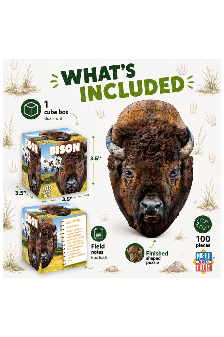 Bison 100 Piece Shaped Jigsaw Puzzle, Alternate, color, Multicolor