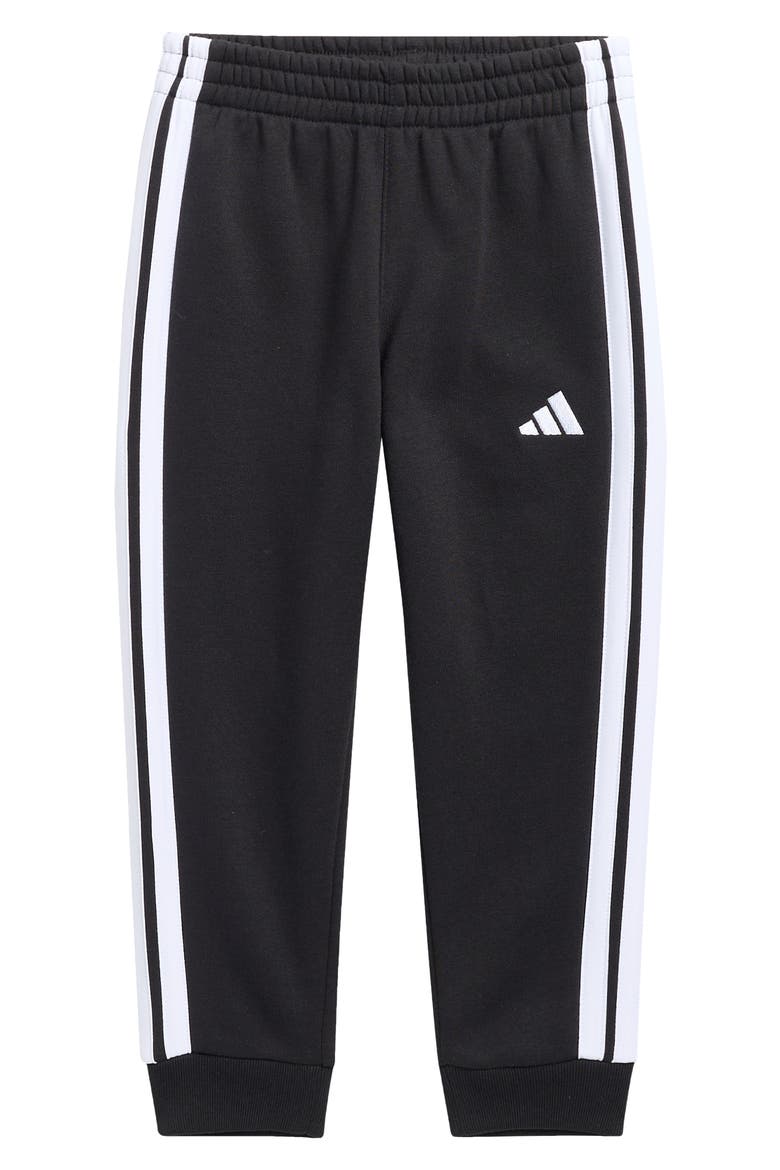 Kids' Triple Stripe Fleece Joggers, Main, color, BLACK