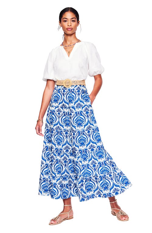 Boden Nadia Print Tiered Cotton Maxi Skirt