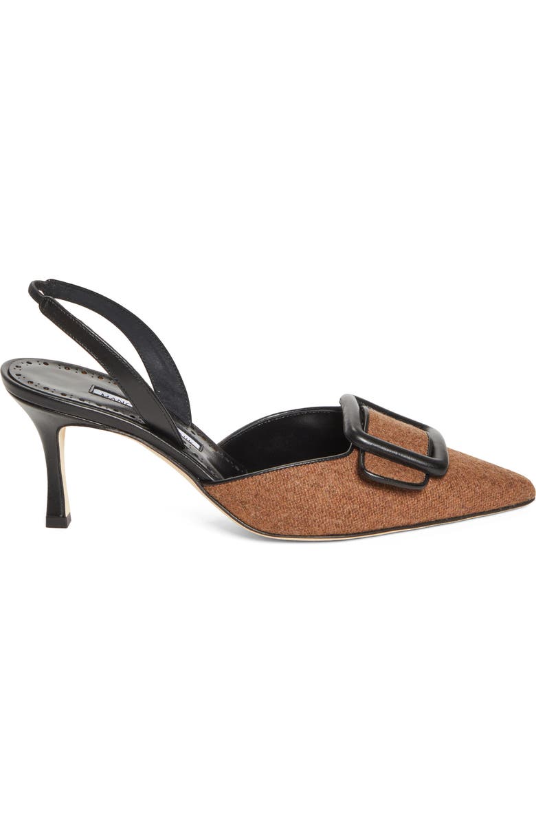 Manolo Blahnik Mayslibi Buckle Slingback Pump, Alternate, color, Black/ Medium Brown