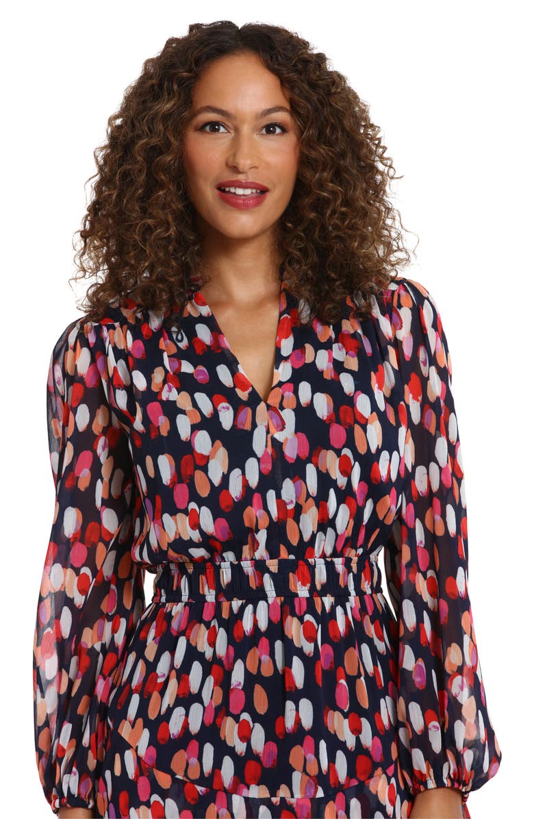 London Times Yuryu Tiered Long Sleeve Dress, Alternate, color, 