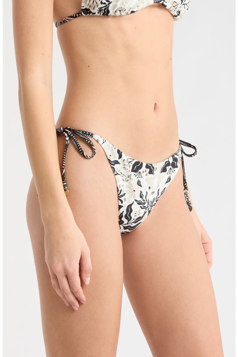 Benni Side Tie Bikini Bottoms, Alternate, color, BLACK COMBO