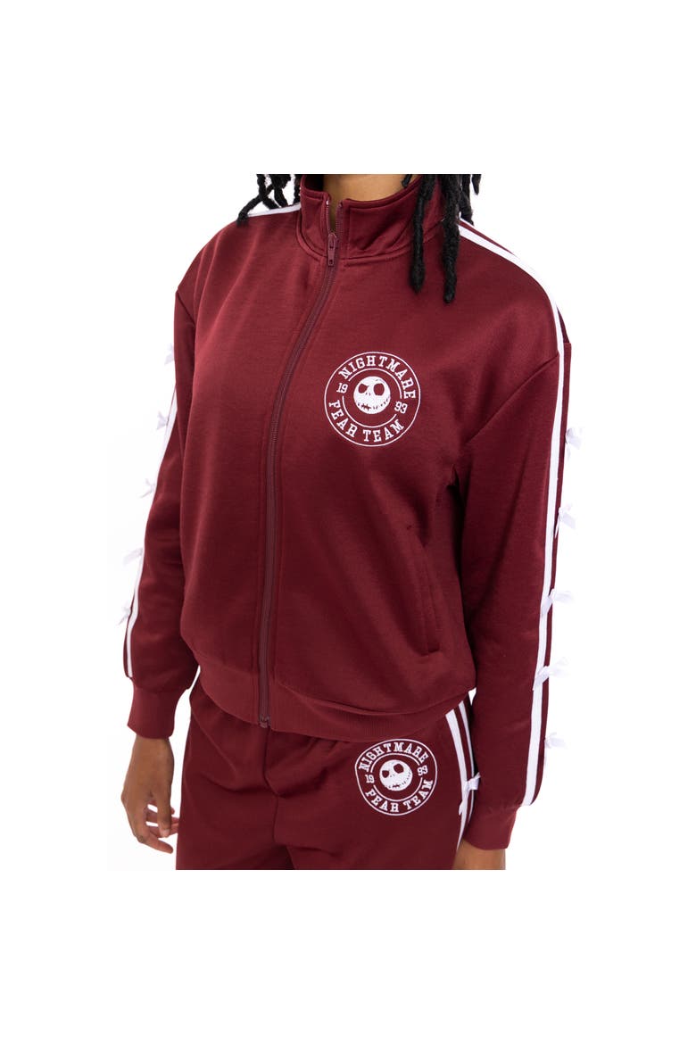 Nightmare Before Christmas Jack Skellington Athletic Zip-Up Track Jacket, Alternate, color, Wine Jack Skellington