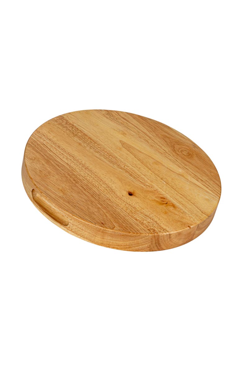 Storied Home Round Rubberwood Cheese and Cutting Board with Handles, Main, color, Natural