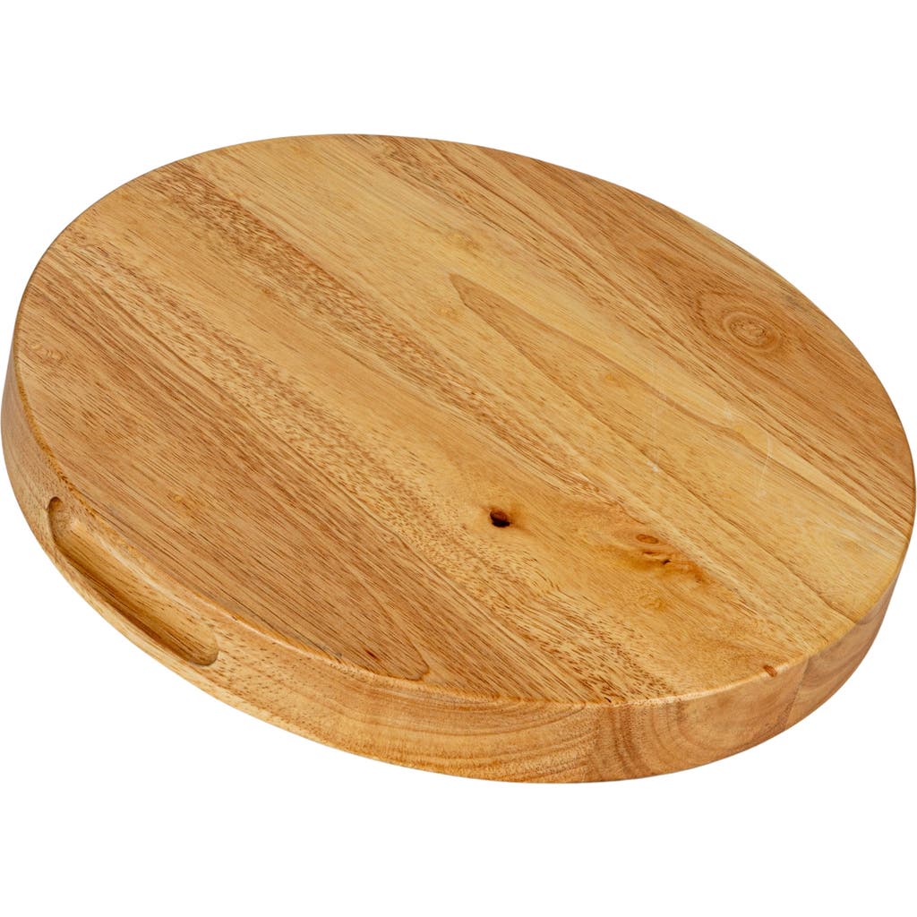 Storied Home Round Rubberwood Cheese And Cutting Board With Handles In Brown